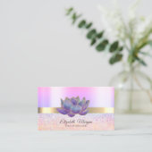 Elegante Bokeh Gold Stripe, Glitter Lotus Visitekaartje (Staand voorkant)