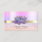 Elegante Bokeh Gold Stripe, Glitter Lotus Visitekaartje (Voorkant)