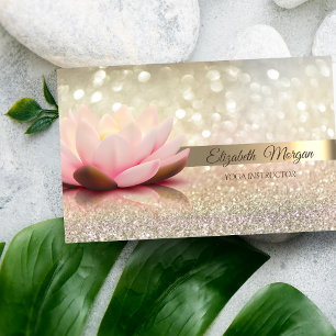 Elegante Bokeh Gold Stripe, Lotus Yoga Visitekaartje