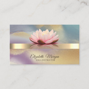Elegante Bokeh Goud, Lotus Bloem  Kleurrijke Yoga Visitekaartje