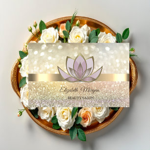 Elegante Bokeh Goud, Lotus Bloemen Visitekaartje