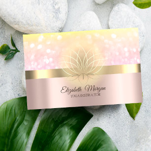 Elegante Bokeh Gouden Lotus Roze Goud Visitekaartje