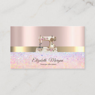 Elegante Bokeh Gouden Streep, Antieke Naaimachine Visitekaartje