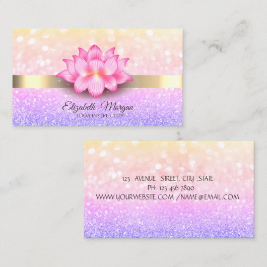 Elegante Bokeh Gouden Streep Lotus Bloem Visitekaartje (Voorkant / Achterkant)