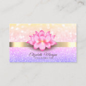 Elegante Bokeh Gouden Streep Lotus Bloem Visitekaartje (Voorkant)