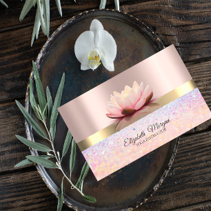 Elegante Bokeh Gouden Streep, Lotus Rose Goud Visitekaartje