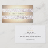 Elegante Bokeh Goudkleurige Gestreepte Lichtgrijze Visitekaartje (Voorkant / Achterkant)