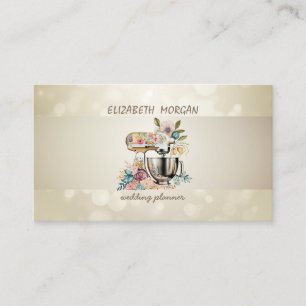 Elegante Bokeh, Streep, Bloemige Retro Mixer Visitekaartje