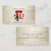 Elegante bokeh, streep, bloemige rode mixer visitekaartje (Voorkant / Achterkant)