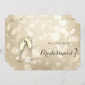 Elegante Bokeh Wijn Glazen Bruidsmeisje Kaart (Voorkant / Achterkant)