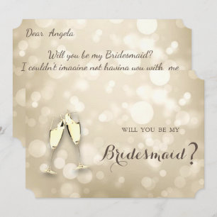 Elegante Bokeh Wijn Glazen  Bruidsmeisje Kaart