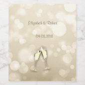 Elegante Bokeh Wijn Glazen Etiket (Enkel label)