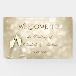 Elegante Bokeh Wijn Glazen Huwelijksbanner Spandoek