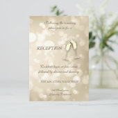 Elegante Bokeh Wijn Glazen Huwelijksreceptie Kaart (Staand voorkant)