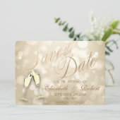 Elegante Bokeh Wijnglazen  Bewaar De Datum Save The Date (Staand voorkant)