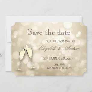 Elegante Bokeh, Wijnglazen Trouwkaart Save the da Date