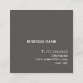 Elegante Bold Beige Papier Zwarte Dumbbell Trainer Vierkante Visitekaartje (Achterkant)