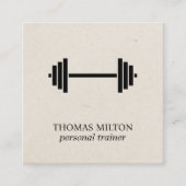 Elegante Bold Beige Papier Zwarte Dumbbell Trainer Vierkante Visitekaartje (Voorkant)
