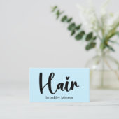 Elegante Bold Light Blue Hair Salon Visitekaartje (Staand voorkant)