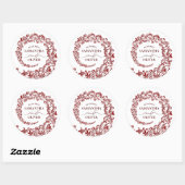 Elegante Bold Red Damask Wedding Ronde Sticker (Vel)