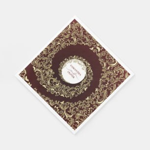 Elegante Bold Red Damask Wedding Servet