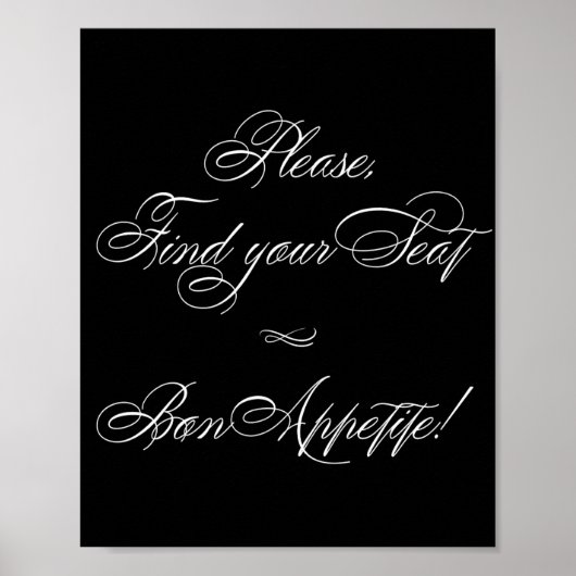Elegante Bon Appetite Witte Kalligrafie | Stoel zo Poster (Voorkant)