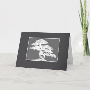 elegante Bonsai boomkunst grijs en wit blanco Kaart