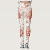 Elegante Bontanical van Big Camellia in roze paste Leggings (Voorkant)