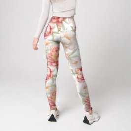 Elegante Bontanical van Big Camellia in roze paste Leggings