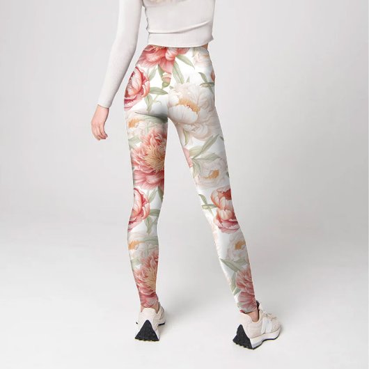 Elegante Bontanical van Big Camellia in roze paste Leggings