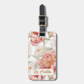 Elegante Bontanical van Big Camellia Roze Pastel Bagagelabel (Voorkant verticaal)