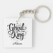 Elegante "Boo King" naam Halloween kalligrafie Sleutelhanger (Achterkant)