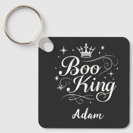 Elegante "Boo King" naam Halloween kalligrafie Sleutelhanger