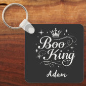 Elegante "Boo King" naam Halloween kalligrafie Sleutelhanger (Voorkant)