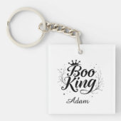 Elegante "Boo King" naam Halloween kalligrafie Sleutelhanger (Voorkant)