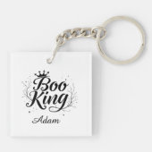 Elegante "Boo King" naam Halloween kalligrafie Sleutelhanger (Achterkant)