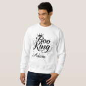 Elegante "Boo King" Naam Halloween Zwart en Wit Trui (Voorkant volledig)