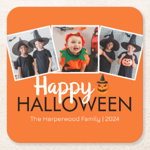 Elegante Boo pompoenjack-o-lantaarn Halloween Kartonnen Onderzetters