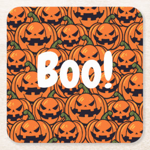 Elegante Boo pompoenjack-o-lantaarn Halloween Kartonnen Onderzetters