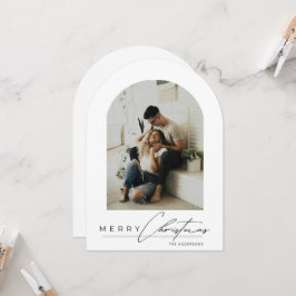 Elegante Boog 1 Foto Prettig Kerstmis Vakantiewens Kaart