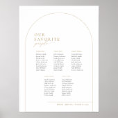 Elegante Boog 5 Tafels Welkom Zitplaats Chart Poster (Voorkant)