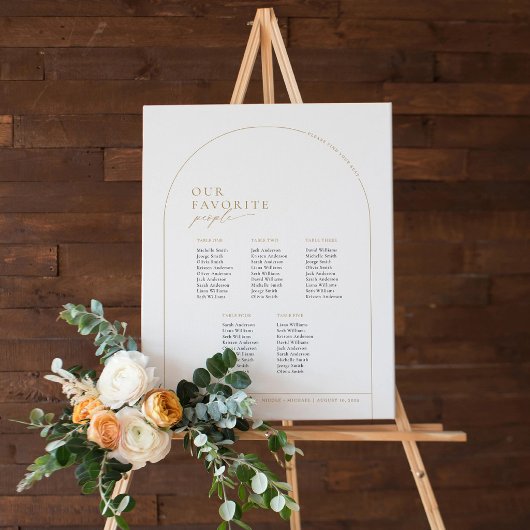 Elegante Boog 5 Tafels Welkom Zitplaats Chart Poster