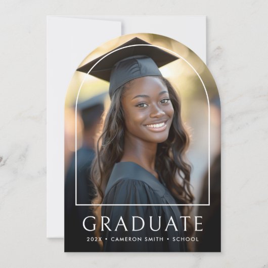 Elegante boog afstuderen foto Dank u kaart (Voorkant)