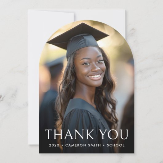 Elegante boog afstuderen foto Dank u kaart (Voorkant)