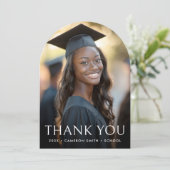 Elegante boog afstuderen foto Dank u kaart (Staand voorkant)