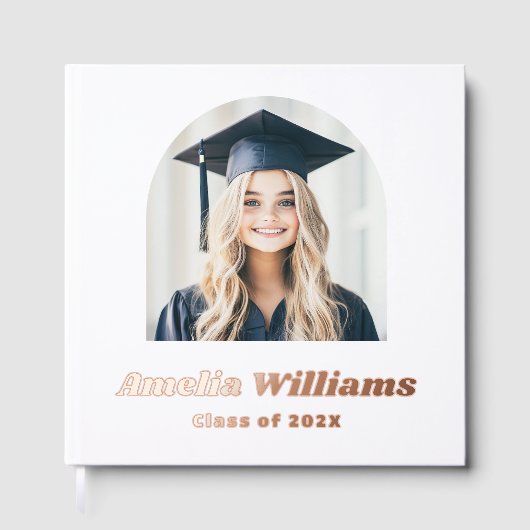 Elegante boog afstuderen foto retro naam klasse wi gastenboek (Voorkant)