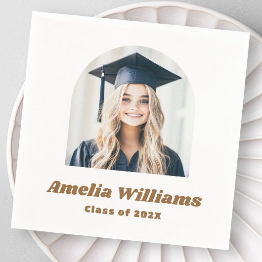 Elegante boog afstuderen foto retro naam klasse wi servet