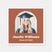 Elegante boog afstuderen foto retro naam terracott servet (Voorkant)