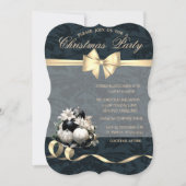 Elegante Boog, Ballen, Poinsettia Kerstfeest Kaart (Voorkant)