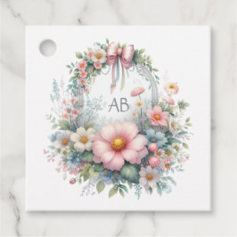 Elegante Boog Bloemen Baby Shower Monogram Bedankjes Labels